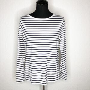 Rachel Hollis navy blue white striped knit top size XXXS